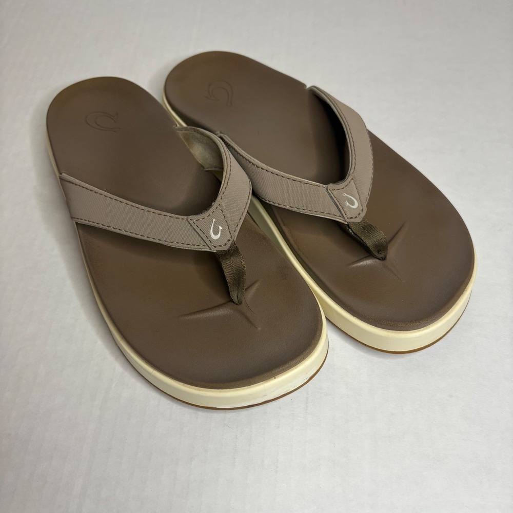 OluKai Women's Nu'a Pi'o Low W Sandal Flip‎ Flops Size US 6 / EUR 36 Taupe